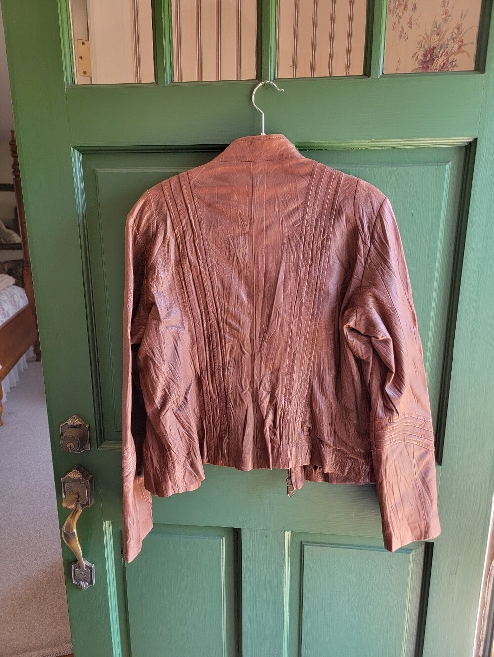 bagatelle Women's Chestnut Brown Leather Zip Jacket - Picture 4 of 5